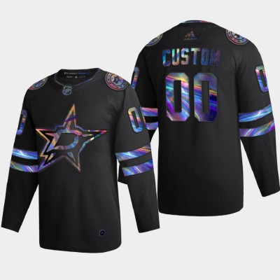 Dallas Stars Custom Men's Nike Iridescent Holographic Collection MLB Jersey Black